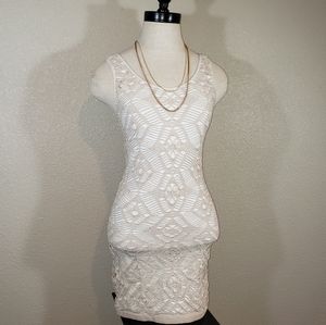 BEBEwhite cream gold bodycon dress P/S